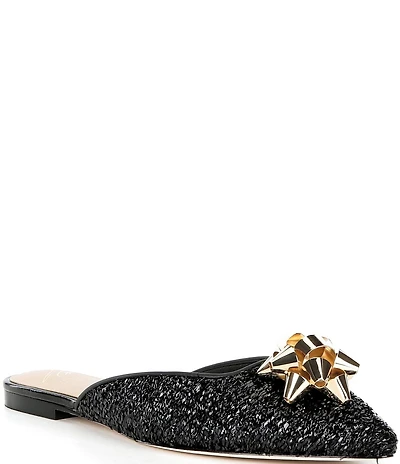 Antonio Melani x The Nat Note Estrella Textured Ornamented Bow Dress Mules