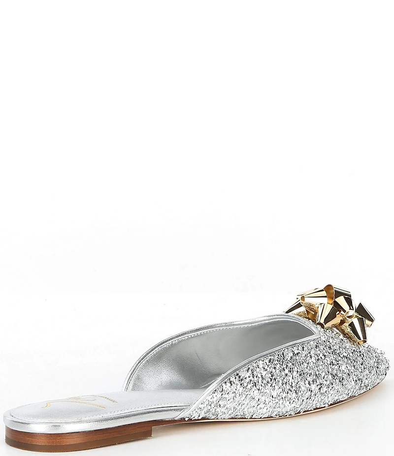 Antonio Melani x The Nat Note Estrella Textured Ornamented Bow Dress Mules