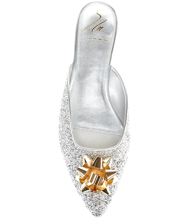 Antonio Melani x The Nat Note Estrella Textured Ornamented Bow Dress Mules