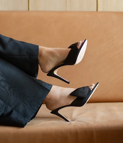 Antonio Melani x The Nat Note Julieta Textured Bow Detail Dress Slide Sandals