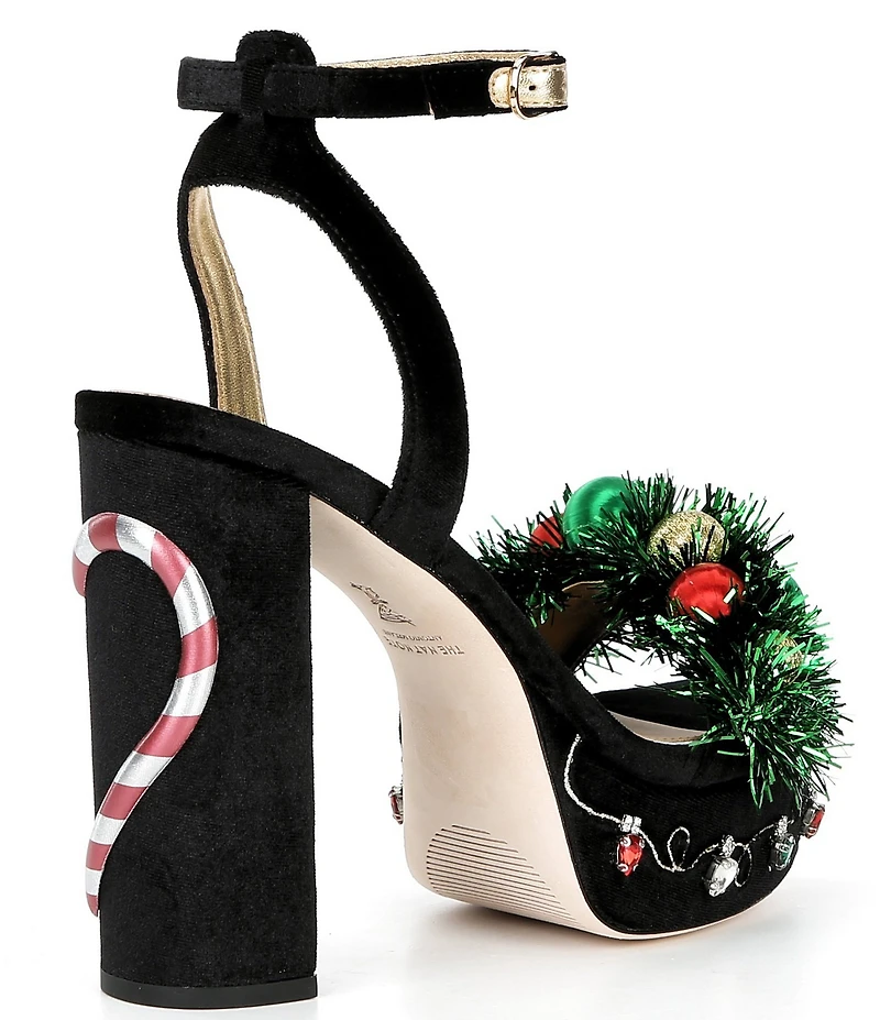 Antonio Melani x The Nat Note Nochebuena Velvet Ornamented Tinsel Platform Sandals
