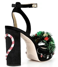 Antonio Melani x The Nat Note Nochebuena Velvet Ornamented Tinsel Platform Sandals