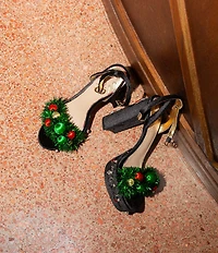 Antonio Melani x The Nat Note Nochebuena Velvet Ornamented Tinsel Platform Sandals