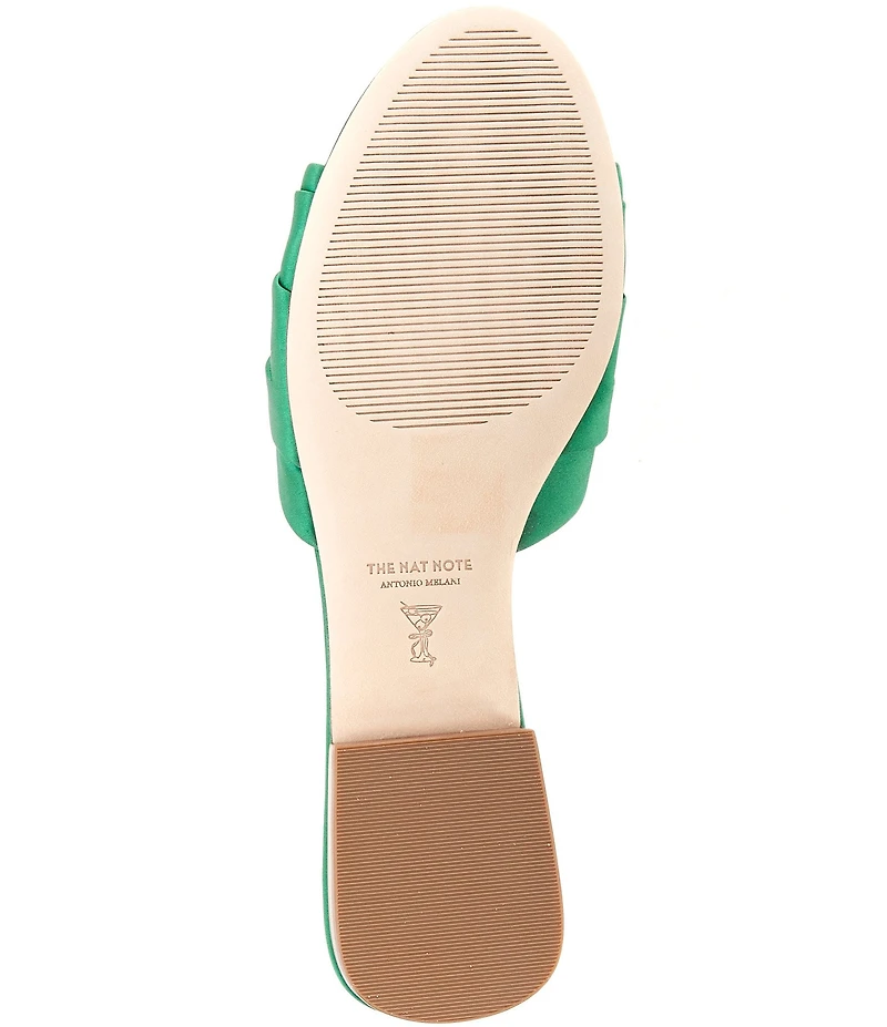 Antonio Melani x The Nat Note Olga Satin Pom Detail Slide Sandals