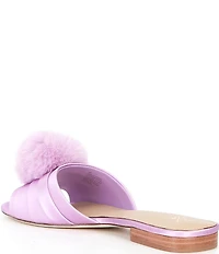 Antonio Melani x The Nat Note Olga Satin Pom Detail Slide Sandals