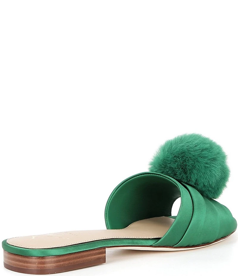 Antonio Melani x The Nat Note Olga Satin Pom Detail Slide Sandals