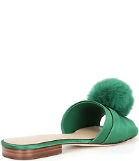 Antonio Melani x The Nat Note Olga Satin Pom Detail Slide Sandals