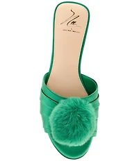 Antonio Melani x The Nat Note Olga Satin Pom Detail Slide Sandals