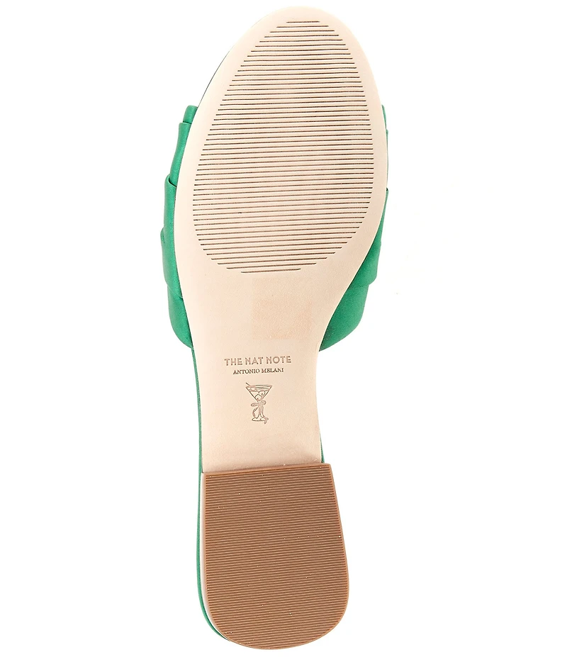 Antonio Melani x The Nat Note Olga Satin Pom Detail Slide Sandals