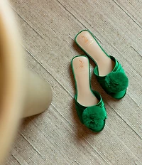 Antonio Melani x The Nat Note Olga Satin Pom Detail Slide Sandals