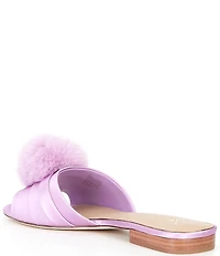 Antonio Melani x The Nat Note Olga Satin Pom Detail Slide Sandals