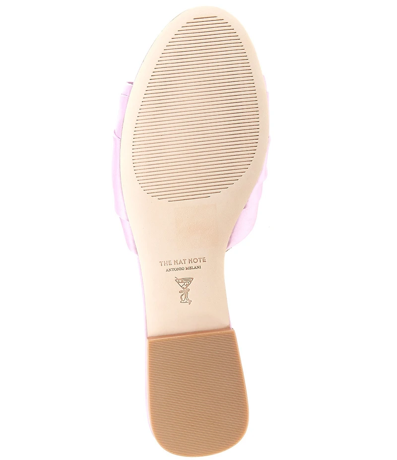Antonio Melani x The Nat Note Olga Satin Pom Detail Slide Sandals