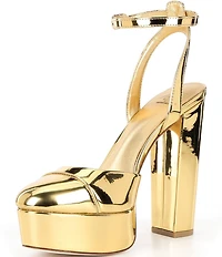 Antonio Melani x The Nat Note Pia Mirror Metallic Platform Pumps