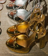 Antonio Melani x The Nat Note Pia Mirror Metallic Platform Pumps