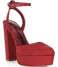 Antonio Melani x The Nat Note Pia Satin Ankle Wrap Platform Pumps