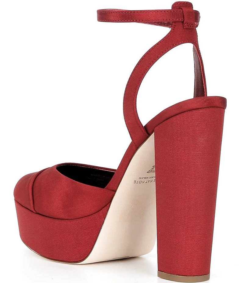 Antonio Melani x The Nat Note Pia Satin Ankle Wrap Platform Pumps