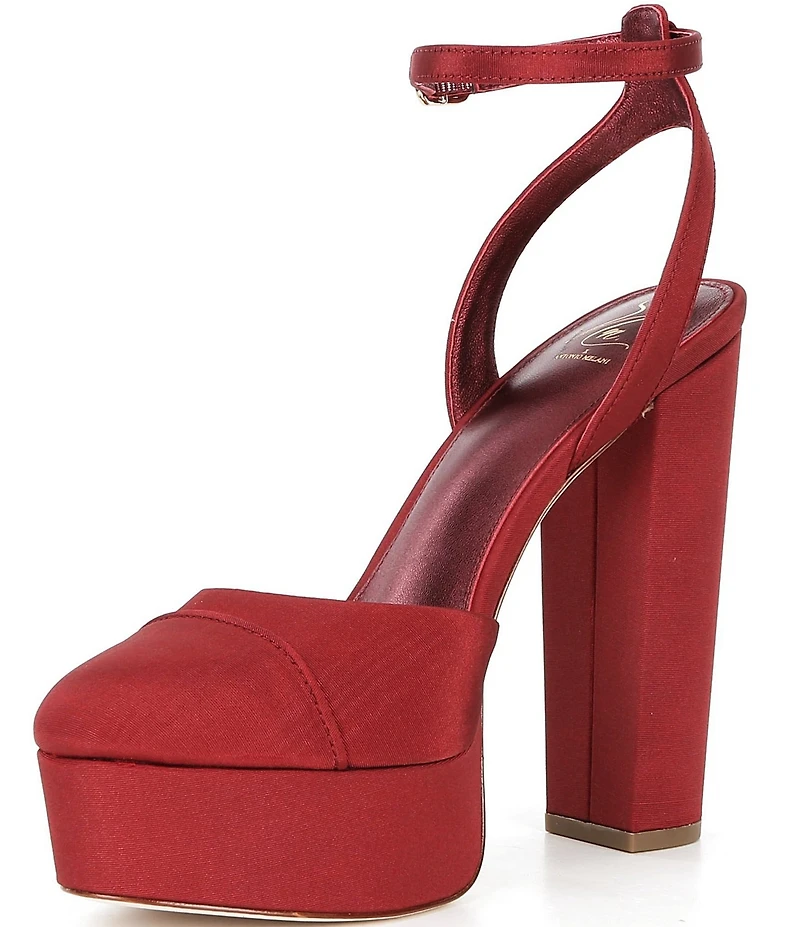 Antonio Melani x The Nat Note Pia Satin Ankle Wrap Platform Pumps