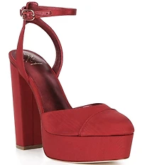 Antonio Melani x The Nat Note Pia Satin Ankle Wrap Platform Pumps