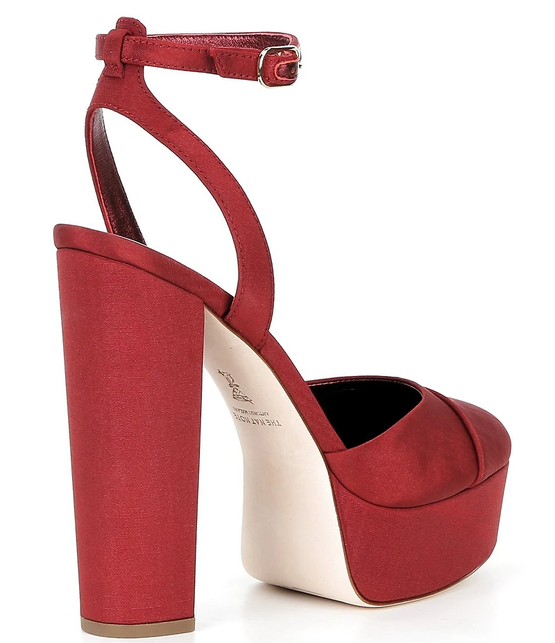 Antonio Melani x The Nat Note Pia Satin Ankle Wrap Platform Pumps