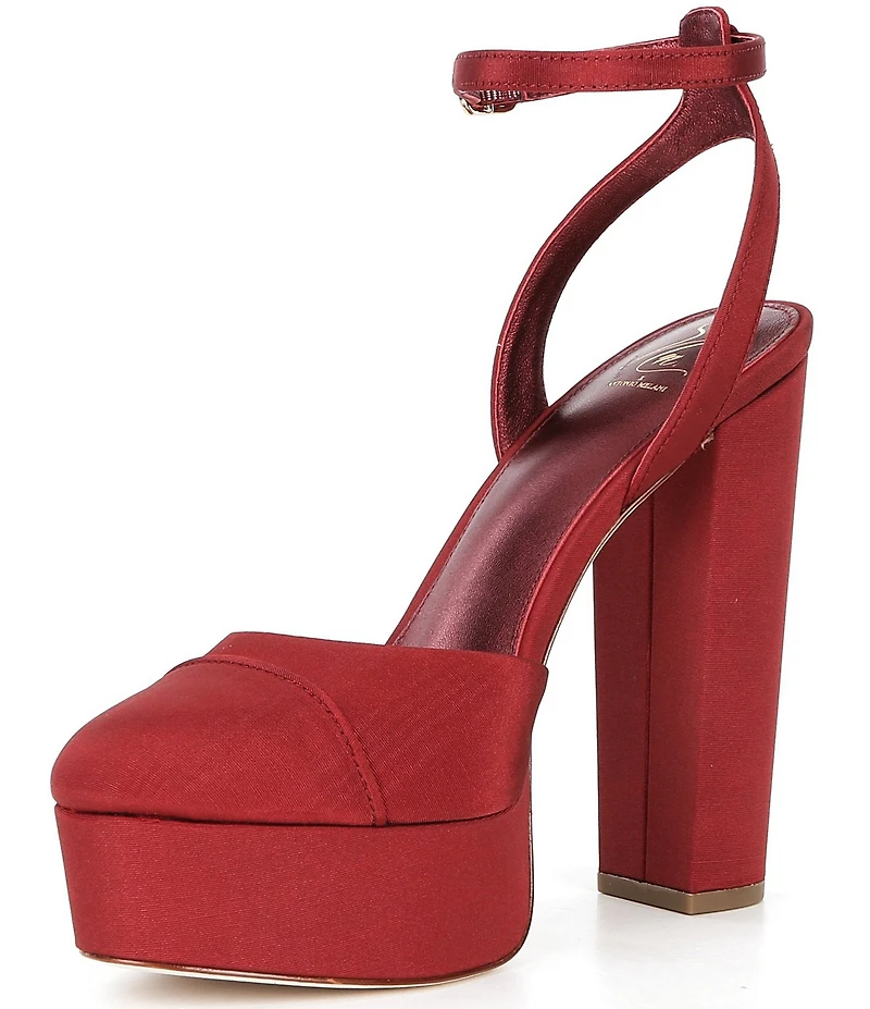 Antonio Melani x The Nat Note Pia Satin Ankle Wrap Platform Pumps