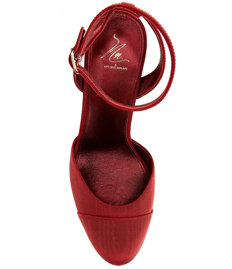 Antonio Melani x The Nat Note Pia Satin Ankle Wrap Platform Pumps