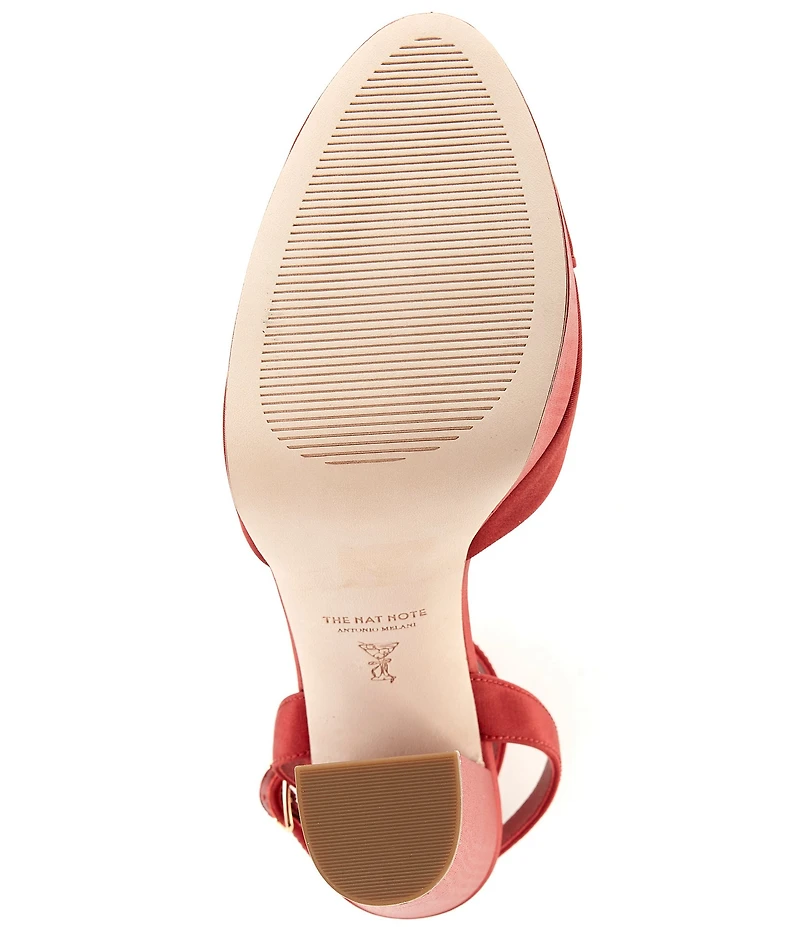 Antonio Melani x The Nat Note Pia Satin Ankle Wrap Platform Pumps