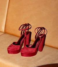 Antonio Melani x The Nat Note Pia Satin Ankle Wrap Platform Pumps