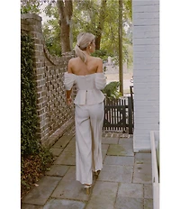 Antonio Melani x Style by Simkins Coordinating Lynn Linen Blend Off the Shoulder Short Sleeve Top