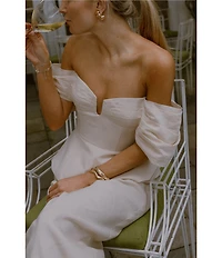 Antonio Melani x Style by Simkins Coordinating Lynn Linen Blend Off the Shoulder Short Sleeve Top