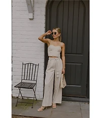 Antonio Melani x Style by Simkins Coordinating Sarah Linen Blend Rope Applique Sweetheart Neck Sleeveless Top