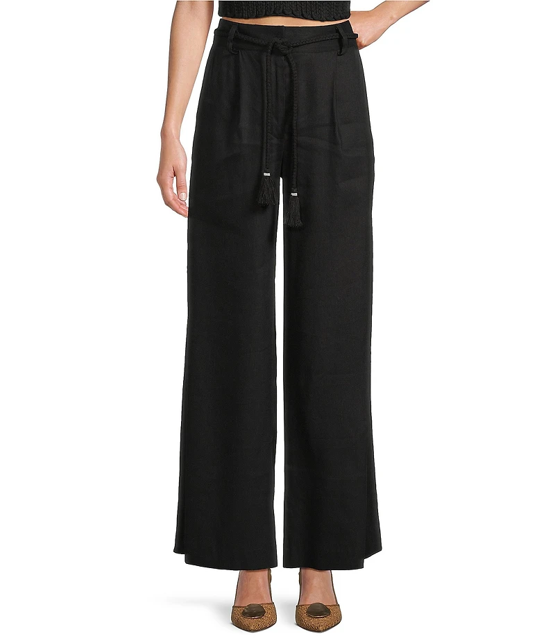 Antonio Melani x Style by Simkins Fran Linen Blend Coordinating Rope Belt Pants