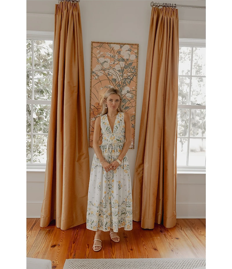 Antonio Melani x Style by Simkins Hannah Poplin V-Neck Sleeveless Belted Maxi Dress