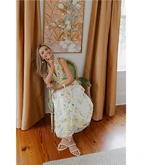 Antonio Melani x Style by Simkins Hannah Poplin V-Neck Sleeveless Belted Maxi Dress