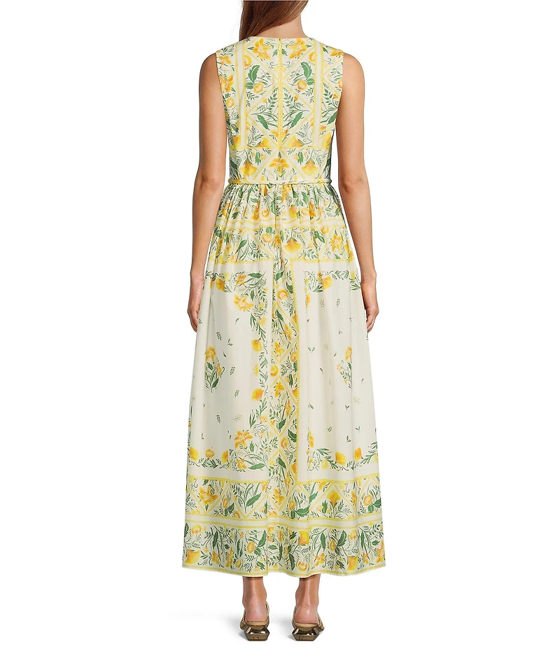 Antonio Melani x Style by Simkins Hannah Poplin V-Neck Sleeveless Belted Maxi Dress