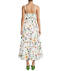 Antonio Melani x Style by Simkins Maybry Floral Print Poplin Sweetheart Neck Sleeveless Maxi Dress