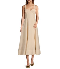 Antonio Melani x Style by Simkins Page Soutache Linen Blend Sweetheart Sleeveless Maxi Dress