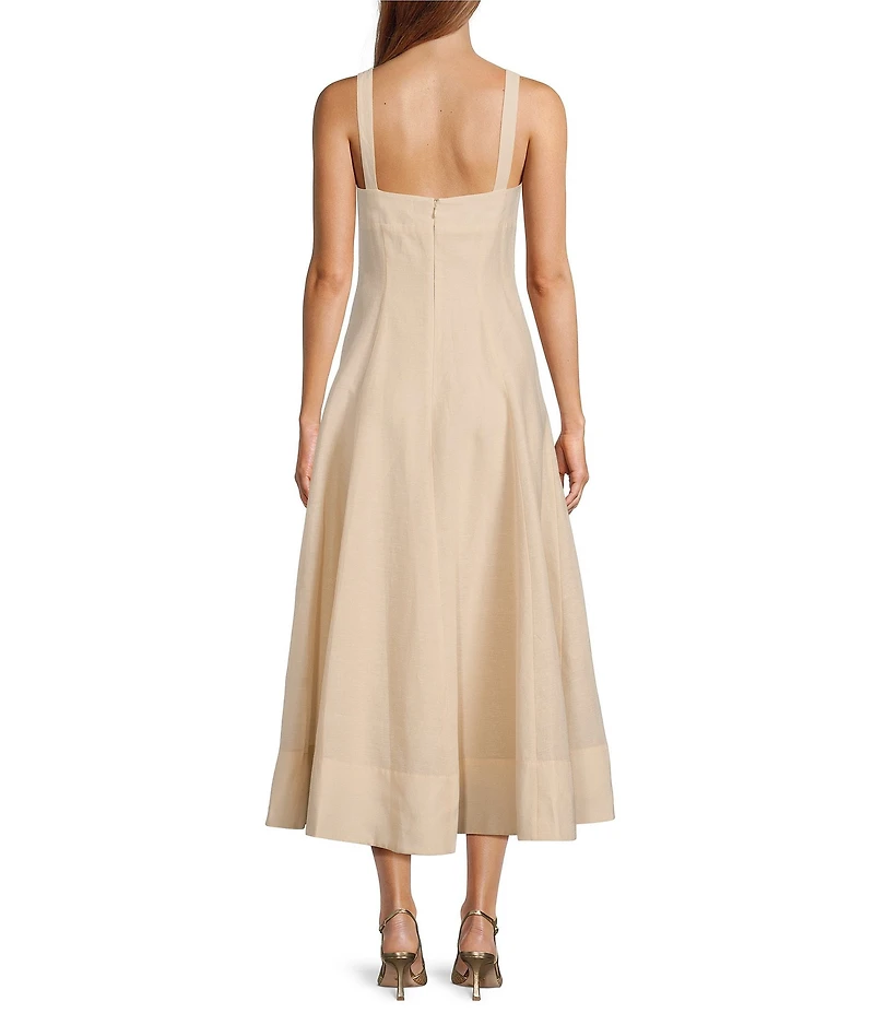 Antonio Melani x Style by Simkins Page Soutache Linen Blend Sweetheart Sleeveless Maxi Dress