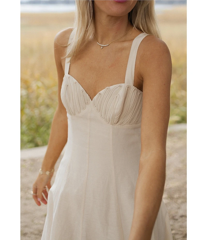 Antonio Melani x Style by Simkins Page Soutache Linen Blend Sweetheart Sleeveless Maxi Dress