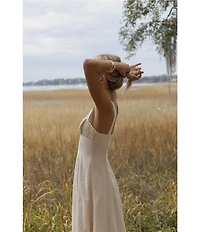 Antonio Melani x Style by Simkins Page Soutache Linen Blend Sweetheart Sleeveless Maxi Dress