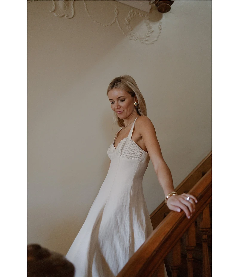Antonio Melani x Style by Simkins Page Soutache Linen Blend Sweetheart Sleeveless Maxi Dress