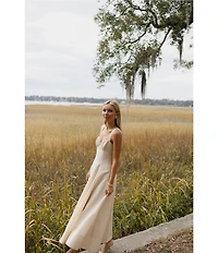 Antonio Melani x Style by Simkins Page Soutache Linen Blend Sweetheart Sleeveless Maxi Dress