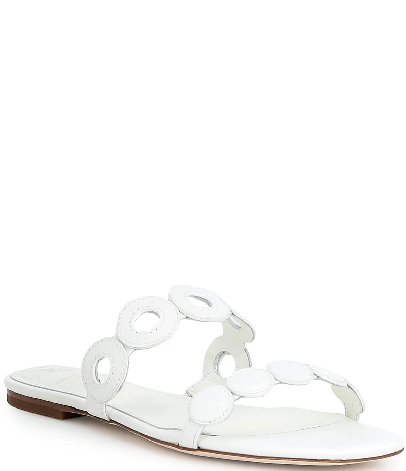 Antonio Melani x Stephanie Covington Aida Leather Double Band Disk Flat Sandals