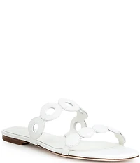 Antonio Melani x Stephanie Covington Aida Leather Double Band Disk Flat Sandals