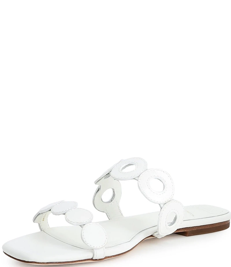 Antonio Melani x Stephanie Covington Aida Leather Double Band Disk Flat Sandals