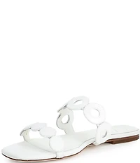 Antonio Melani x Stephanie Covington Aida Leather Double Band Disk Flat Sandals