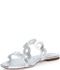 Antonio Melani x Stephanie Covington Aida Leather Double Band Disk Flat Sandals
