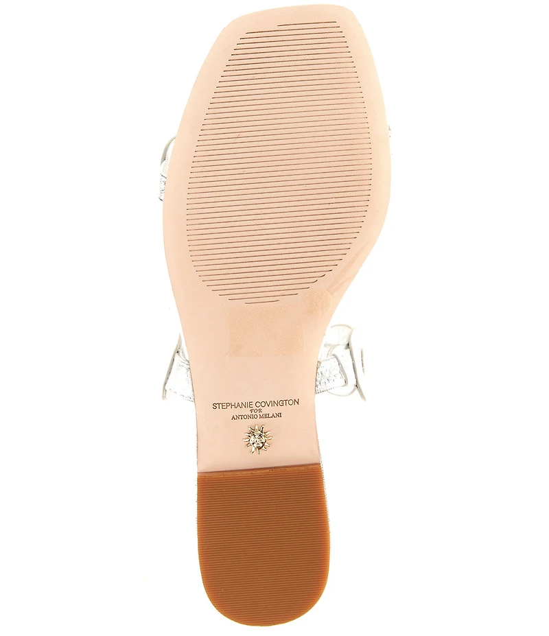 Antonio Melani x Stephanie Covington Aida Leather Double Band Disk Flat Sandals