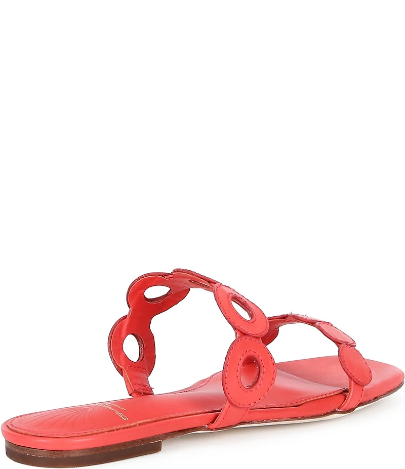 Antonio Melani x Stephanie Covington Aida Leather Double Band Disk Flat Sandals