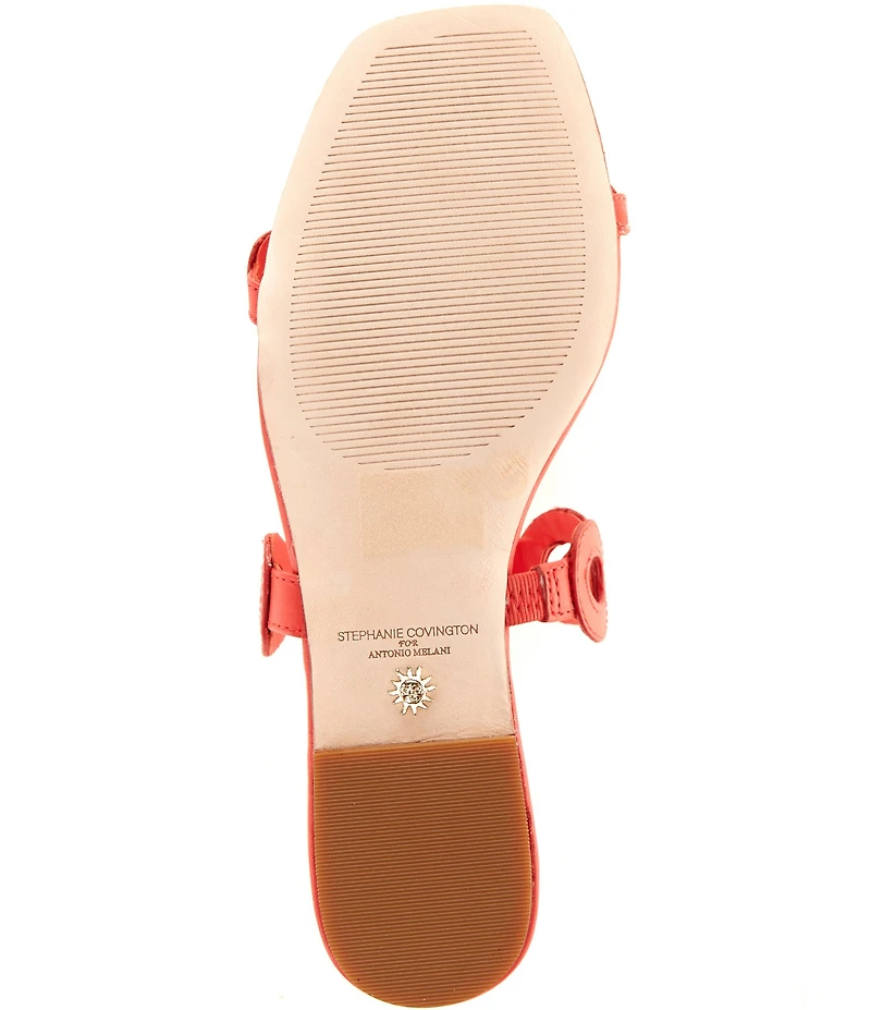 Antonio Melani x Stephanie Covington Aida Leather Double Band Disk Flat Sandals