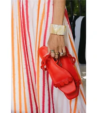 Antonio Melani x Stephanie Covington Aida Leather Double Band Disk Flat Sandals